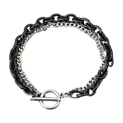 Bracciale a Catena Cuban Doppio Strato, Acciaio Inossidabile
