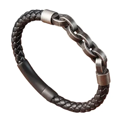 Bracciale in pelle intrecciata Infinito in acciaio inossidabile 316L