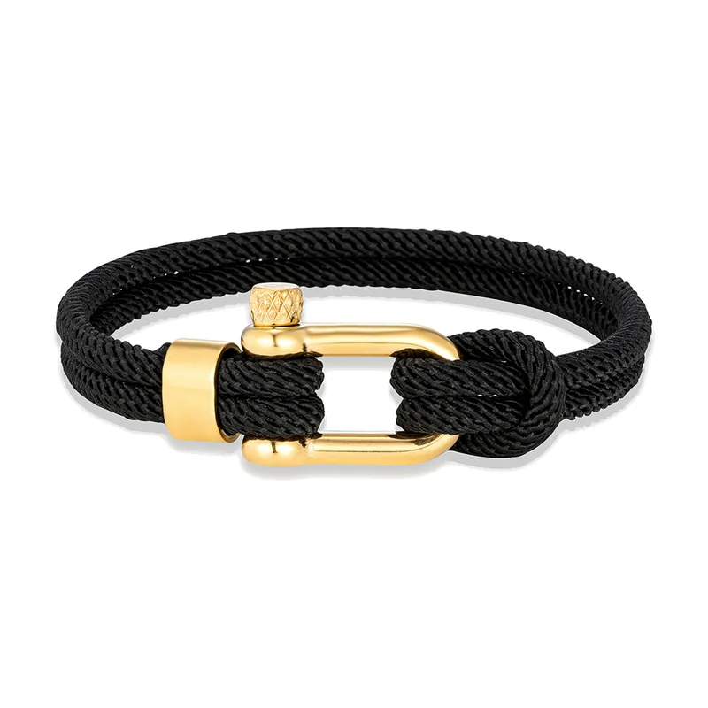 Bracciale Nautico con Grillo in Acciaio Inossidabile, Dorato