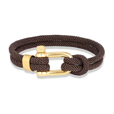 Bracciale Nautico con Grillo, Corda a Doppio Filo, Acciaio Inox