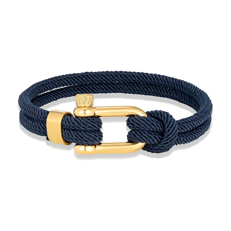 Maritimes Seilarmband mit Schäkel-Verschluss, Edelstahl