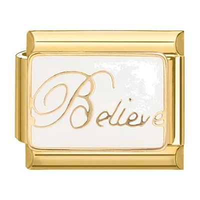 Bracciale a Maglie Italiane Believe, Acciaio Inossidabile Dorato