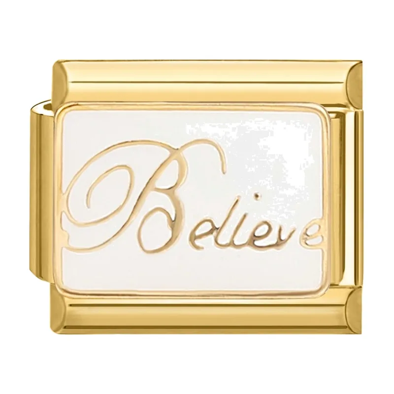 Bracciale a Maglie Italiane Believe, Acciaio Inossidabile Dorato