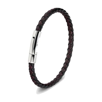 Pulsera de cuero trenzado con cierre magnético, acero inoxidable 316L