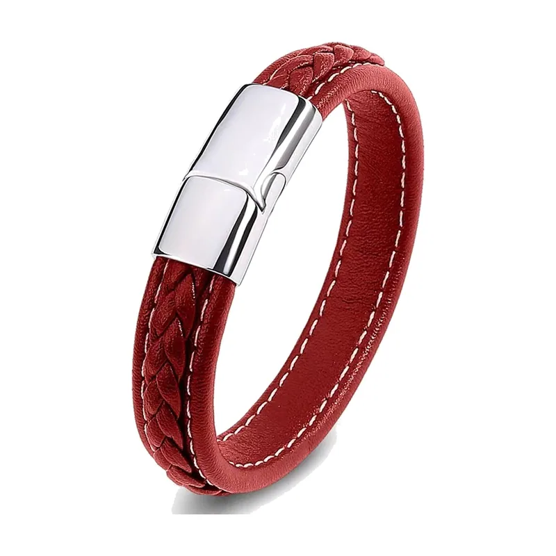 Geflochtenes Lederarmband mit Verschluss aus 316L Edelstahl