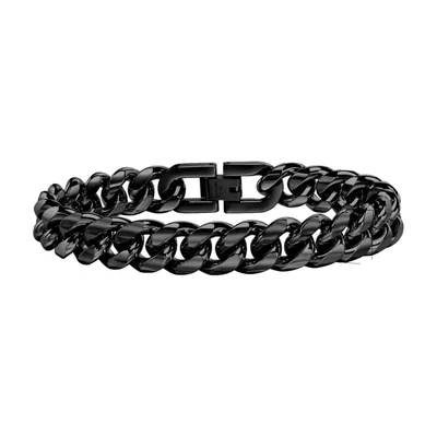Bracciale a Maglia Cubana, Acciaio Inossidabile Nero