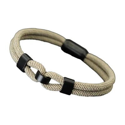 Pulsera de Cuerda Trenzada con Detalle de Nudo y Cierre Magnético, Acero Inoxidable