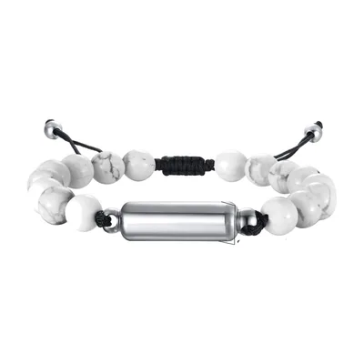 Bracciale Urna Cineraria con Perle di Pietra Bianca, Acciaio Inossidabile
