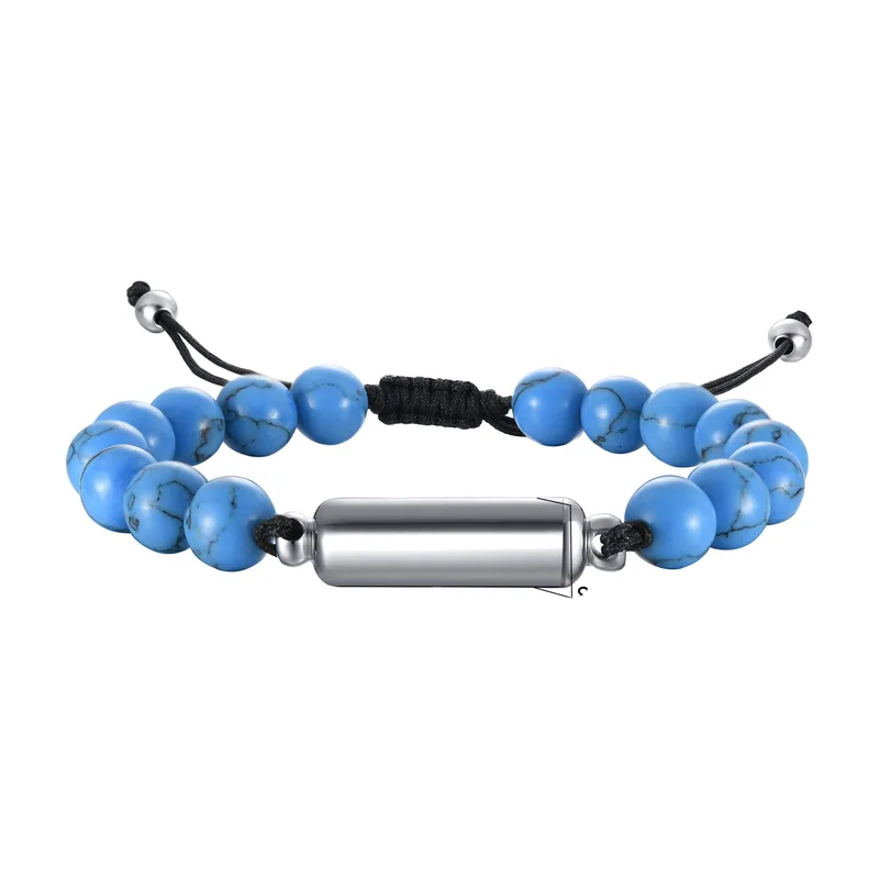 Pulsera Urna Funeraria con Piedras Azules, Acero Inoxidable