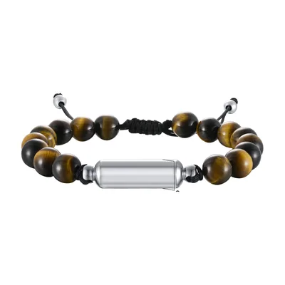 Bracciale in Occhio di Tigre con Urna Cineraria, Acciaio Inossidabile