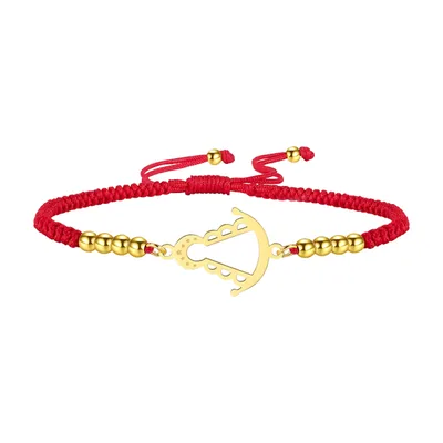 Pulsera de la Virgen de El Rocío con cordón rojo, acero inoxidable