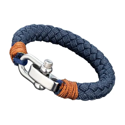 Bracciale in Corda Trecciata Nautica con Chiusura a Grillo, Acciaio Inox