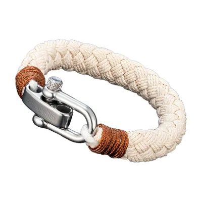 Bracciale Nautico in Corda con Chiusura a Grillo, Acciaio Inox