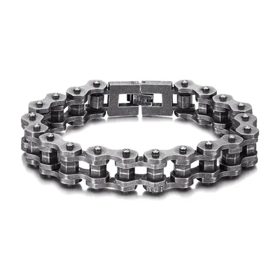 Bracciale a Catena di Bicicletta, Acciaio Inossidabile Ossidato
