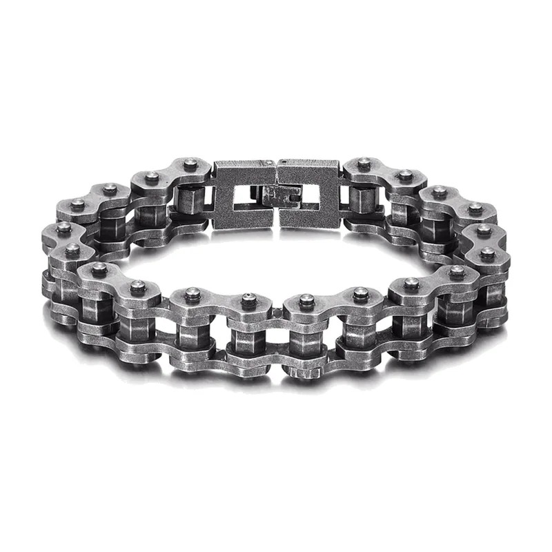 Fahrradkette Armband, oxidierter Edelstahl
