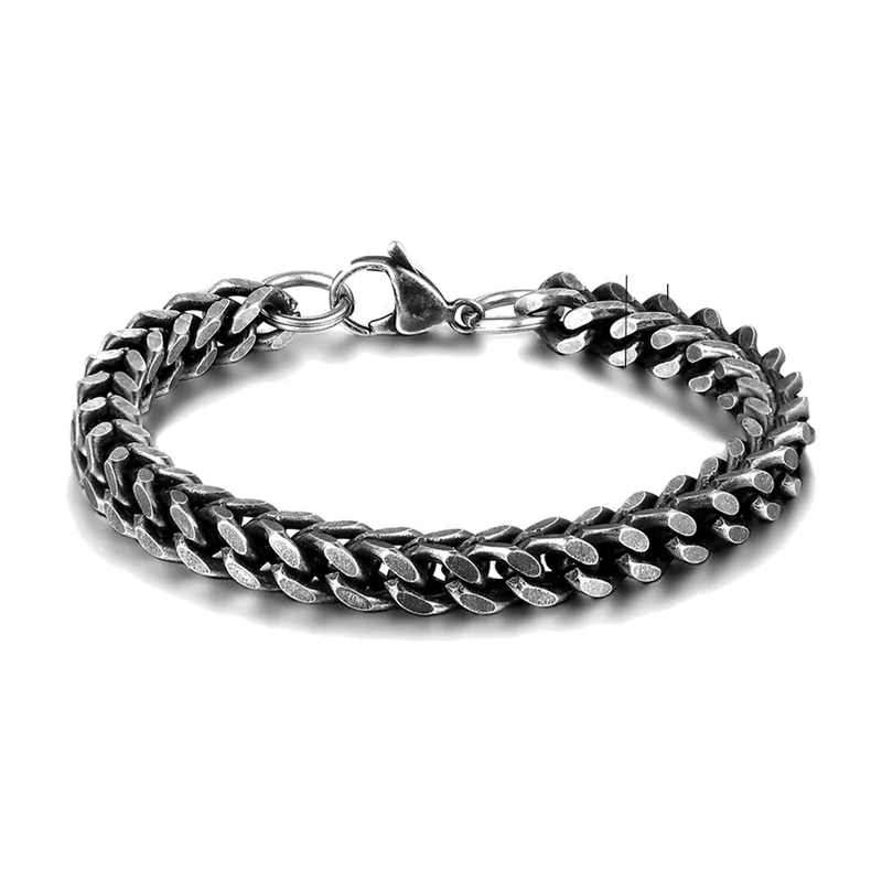 Bracciale a Maglia Cubana, Acciaio Inossidabile Antico