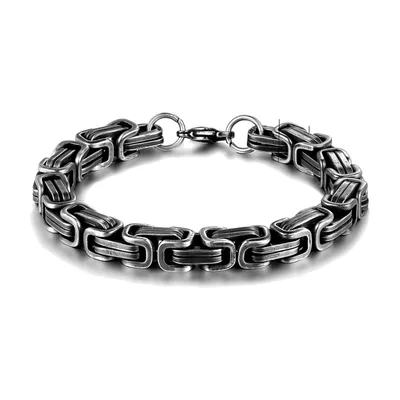 Kubanische Panzerkette Armband, Antik-Edelstahl