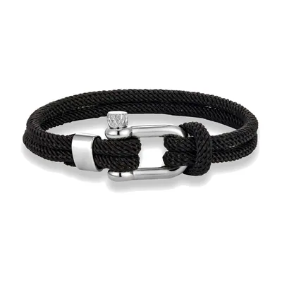 Bracciale in Corda Nautica con Chiusura a Grillo, Acciaio Inossidabile