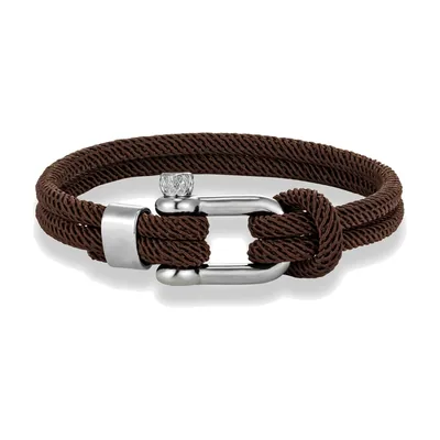 Bracciale in Corda Nautica con Chiusura a Grillo, Acciaio Inossidabile