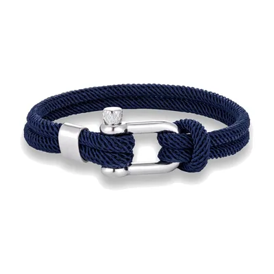 Bracciale in Corda Nautica con Chiusura a Grillo, Acciaio Inossidabile