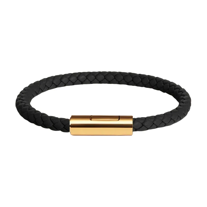Braided Leather Bracelet with Magnetic Clasp, 316L Stainless Steel