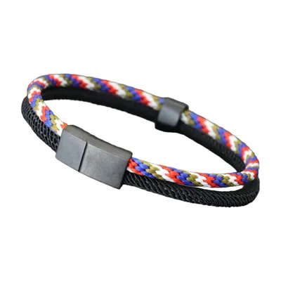 Bracciale in Paracord Intrecciato stile Nautico con Chiusura Magnetica, Acciaio Inossidabile