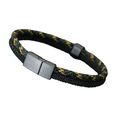 Bracciale in Paracord intrecciato stile nautico, Acciaio Inox
