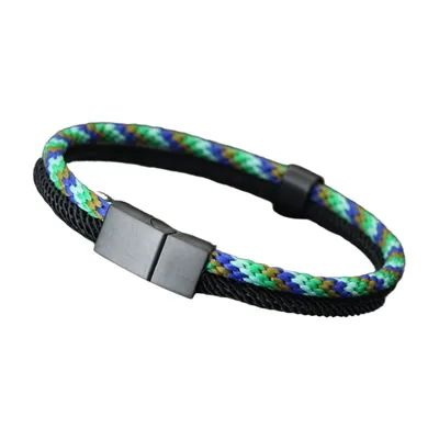 Paracord Nautical Bracelet with Magnetic Clasp, Stainless Steel