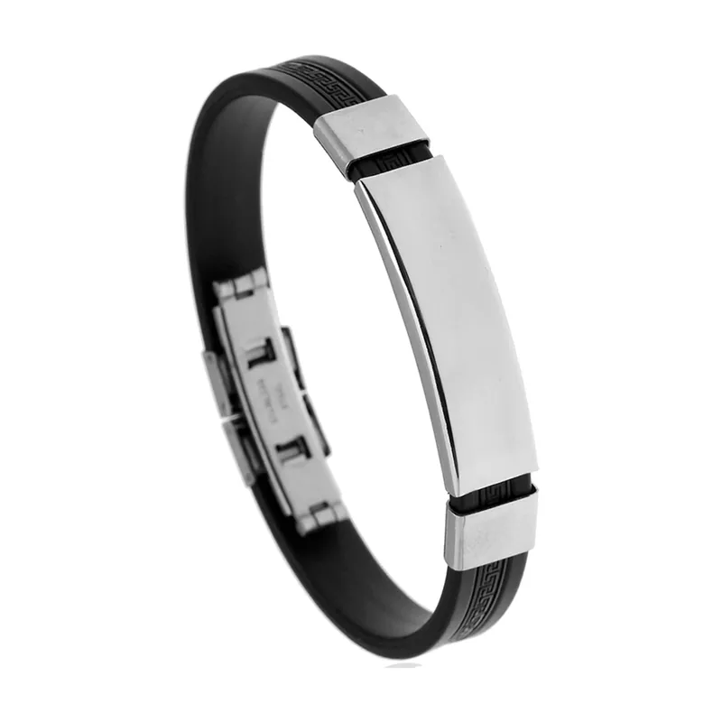 Pulsera Deportiva de Silicona con Placa de Acero Inoxidable 316L