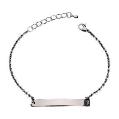 Bracciale a Maglia Gourmette con Piastrina ID, Acciaio Inox