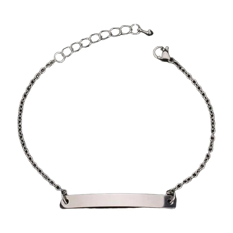 Pulsera de Eslabones con Placa ID, Acero Inoxidable