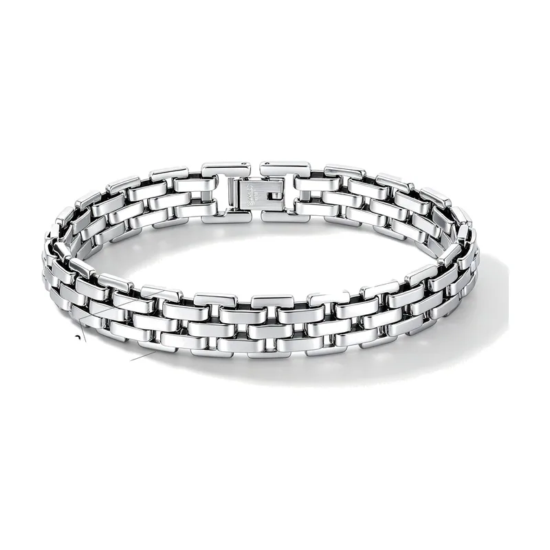 Pulsera de Eslabones en Acero Inoxidable, Plata Pulida