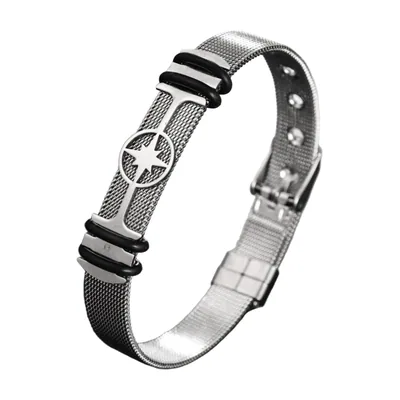 Bracciale a Maglia con Stella a Sei Punte, Acciaio Inossidabile