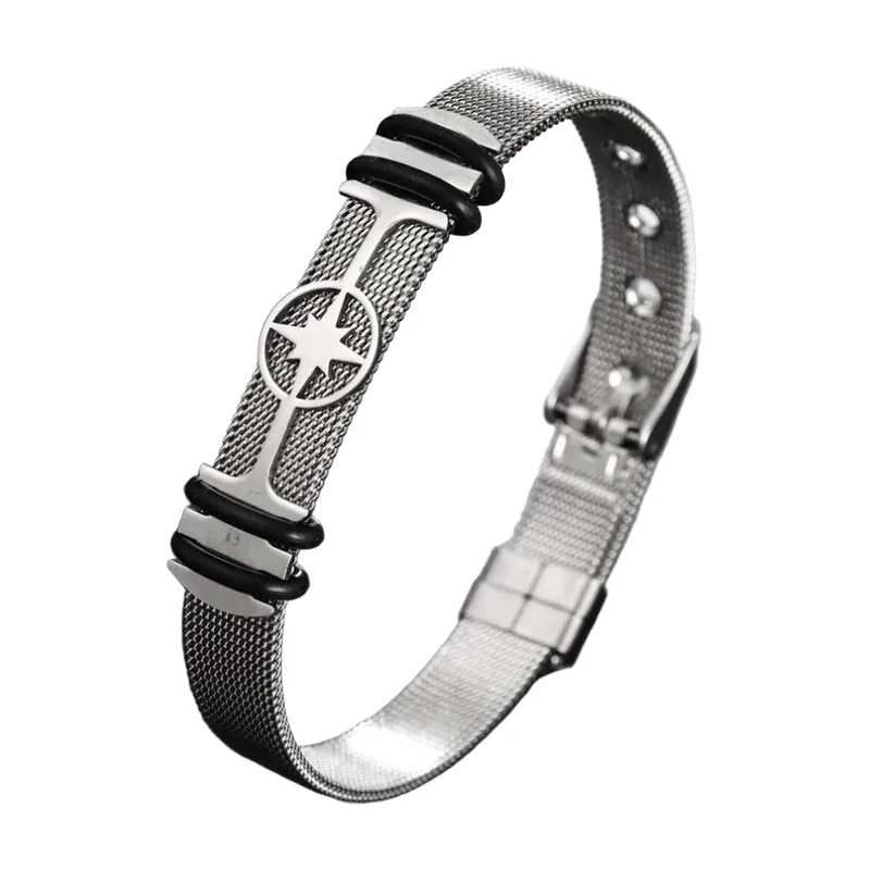 Bracciale a Maglia con Stella a Sei Punte, Acciaio Inossidabile