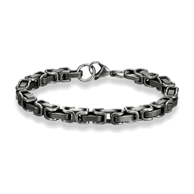 Layered Curb Chain Bracelet, Antique Grey Stainless Steel