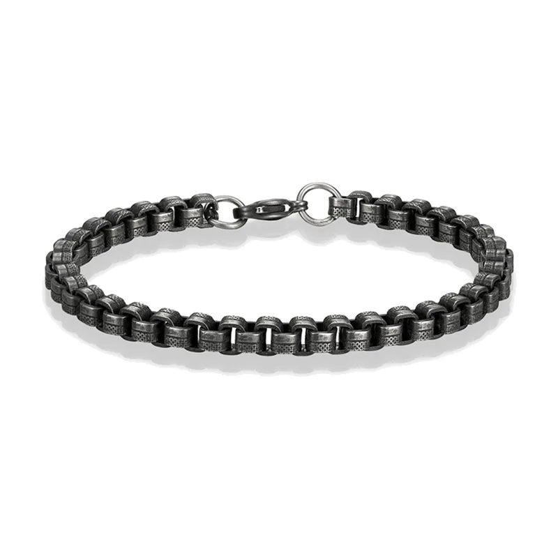 Bracciale a Maglie Cubane Effetto Antico, Acciaio Inossidabile