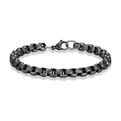 Textured Cuban Link Curb Chain Bracelet, Stainless Steel