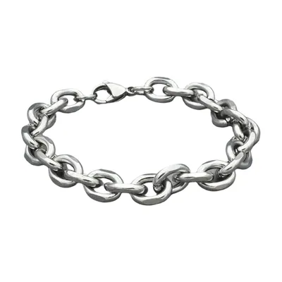 Bracciale a Catena Biker con Maglie Ovali, Acciaio Inossidabile