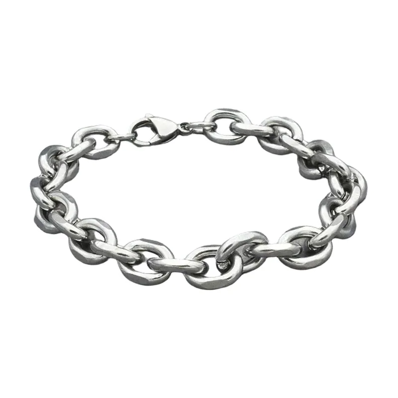 Biker Gliederkette Armband mit ovalen Gliedern, Edelstahl