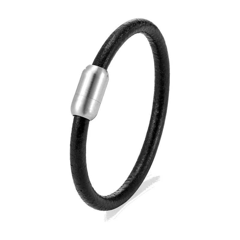 Geflochtenes Lederarmband mit Magnetverschluss, Edelstahl