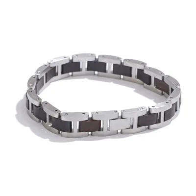 Bracciale a Maglie in Legno e Acciaio Inox 316L