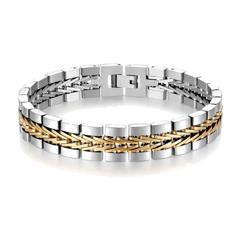 Pulsera de Eslabones Cuban Bicolor, Acero Inoxidable 316L