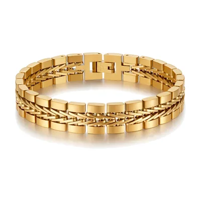 Pulsera de Eslabones Cubanos, Acero Inoxidable Dorado
