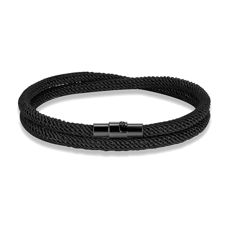Pulsera de Cordón de Doble Capa con Cierre Magnético, Acero Inoxidable