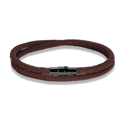 Bracciale in Corda a Doppio Strato con Chiusura Magnetica, Acciaio Inossidabile