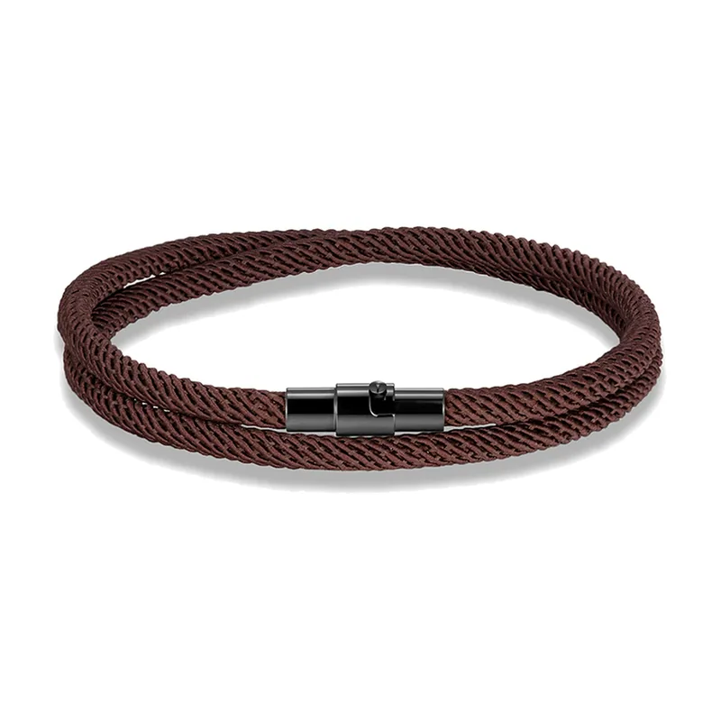 Double Layer Cord Bracelet with Magnetic Clasp, Stainless Steel