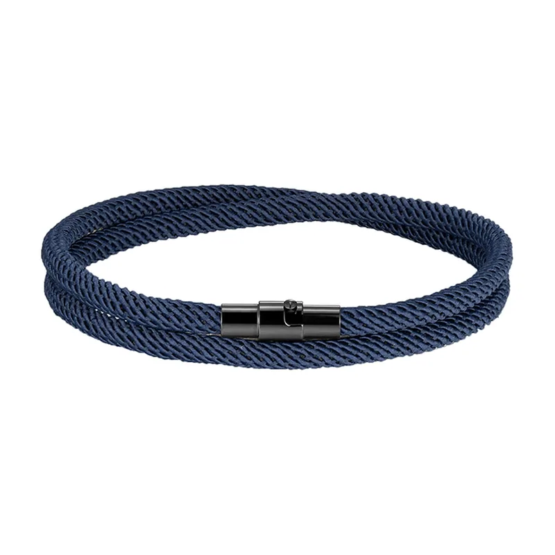 Pulsera de Cordón de Doble Capa con Cierre Magnético, Acero Inoxidable
