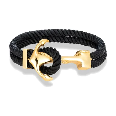 Anchor Nautical Bracelet, Braided Rope with Stainless Steel Clasp