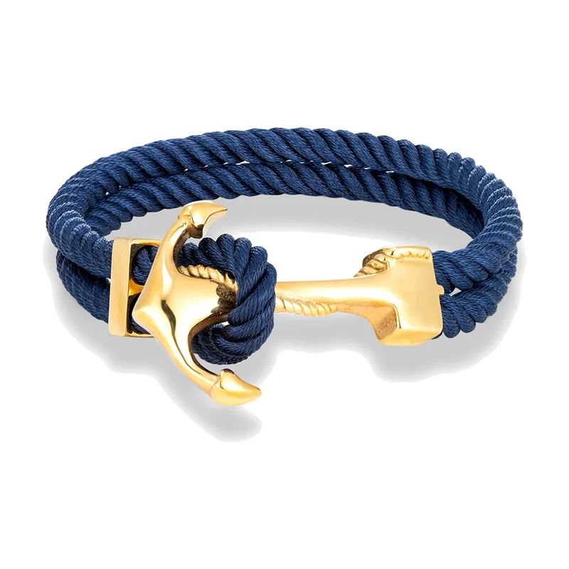 Bracelet Corde avec Ancre, Acier Inoxydable