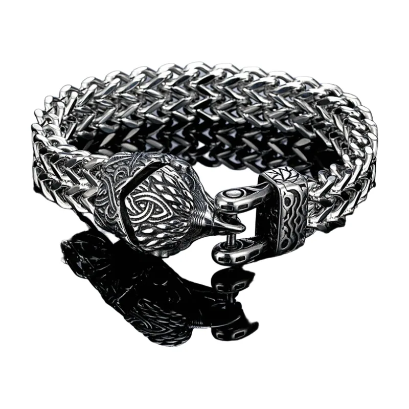 Bracciale Vichingo Testa di Lupo, Acciaio Inossidabile 316L